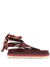 Isabel Marant 40mm Edeme Canvas & Leather Sandals In Bordeaux,green
