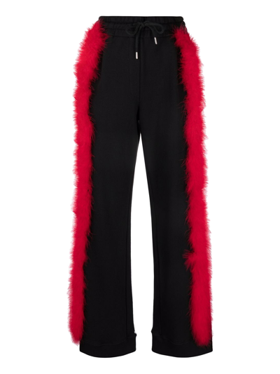 Dries Van Noten Faux-fur Trim Detail Sweatpants In Black