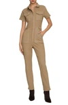 Good American Fit For Success Stretch Cotton Twill Jumpsuit In Khaki