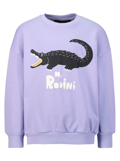 Mini Rodini Kids' Crocodile-print Sweatshirt In Purple