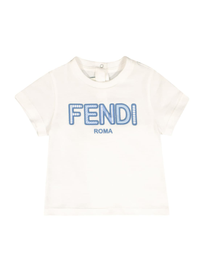 Fendi White T-shirt For Baby Boy With Logo