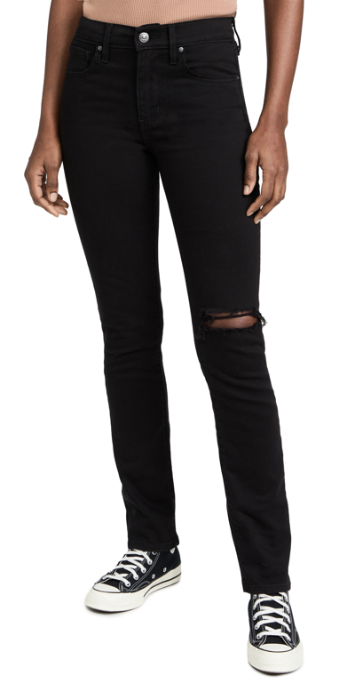 Levi's 724 High Rise Straight Jeans In Black Pixel