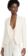 L'agence Brooke Double Breasted Crop Blazer In Ivory In Ecru