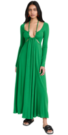 Proenza Schouler Halter Neck Long Sleeve Matte Jersey Maxi Dress In Green