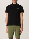 Stone Island Polo Shirt In Stretch Pique Cotton In 黑色 1