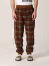 Burberry Trousers Featuring Elastic Waistband And Check Pattern In Brown