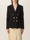 Pinko Double-breasted Blazer In Stretch Viscose Blend In Black