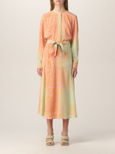 Stella Mccartney Printed Silk Crepe De Chine Midi Dress In 兰花紫