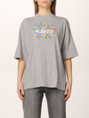 Chiara Ferragni Oversized T-shirt With Elbow-length Sleeves And Print Slogan In Grey