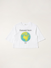 Msgm Kids' Fantastic Green T-shirt In White