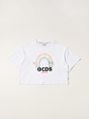 Gcds Kids' T-shirt With Graphic Print In White