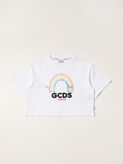 Gcds Kids' T-shirt With Graphic Print In White