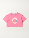 Gcds Kids' T-shirt With Graphic Print In Pink