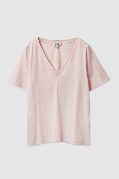 Cos V-neck T-shirt In Pink
