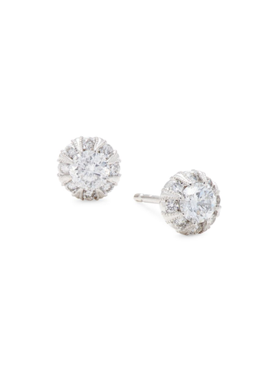 Saks Fifth Avenue Women's 14k White Gold & 0.50 Tcw Diamond Halo Stud Earrings