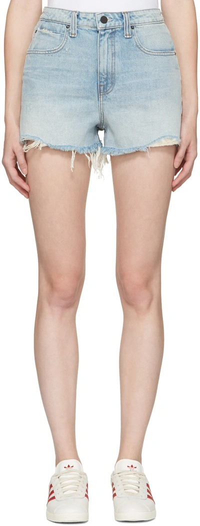 Alexander Wang Bite Frayed Denim Shorts In Blue