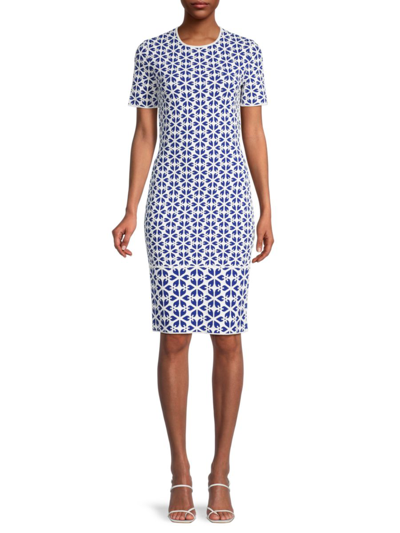 Alexander Mcqueen Women's Printed Sheath Dress In Blue