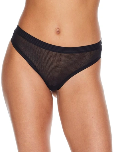 Dkny Sheer Stripe Thong Dk8621 In Black