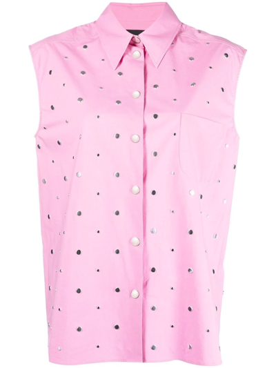 Boutique Moschino Stud-embellished Sleeveless Shirt In Pink