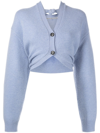 Alexander Wang Knot-detail Cropped Wool Cardigan In Blue