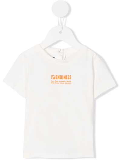 Fendi Babies' Logo-print Cotton T-shirt In White