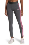 Adidas Originals Essentials 3-stripe Leggings In Dark Grey Heather/mint Ton