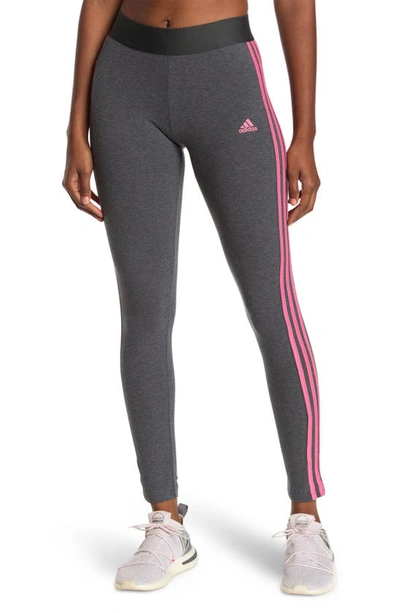 Adidas Originals Essentials 3-stripe Leggings In Dark Grey Heather/mint Ton