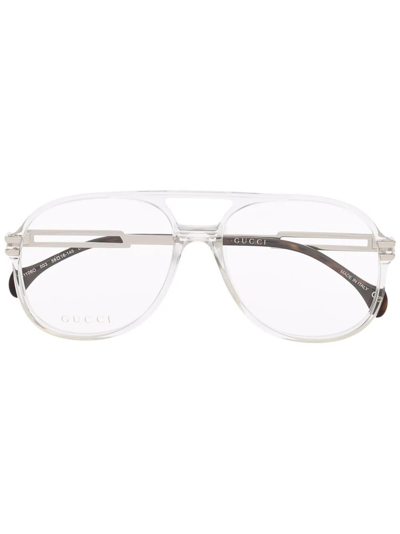 Gucci Pilot-frame Glasses In White