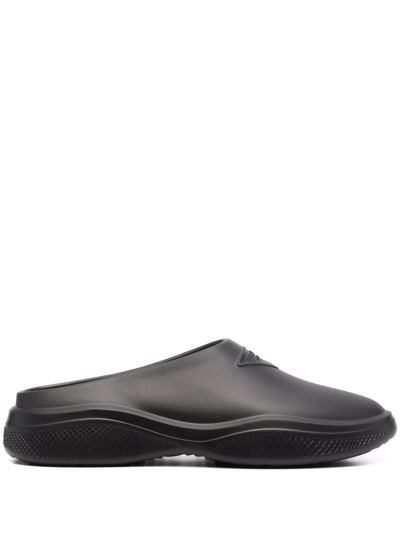 Prada Mellow Logo-embellished Mules In Black