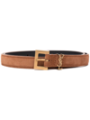 Saint Laurent Monogram Square Buckle Belt In Braun