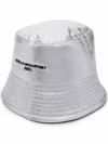 Stella Mccartney Vinyl Bucket Bag With Logo In Silber