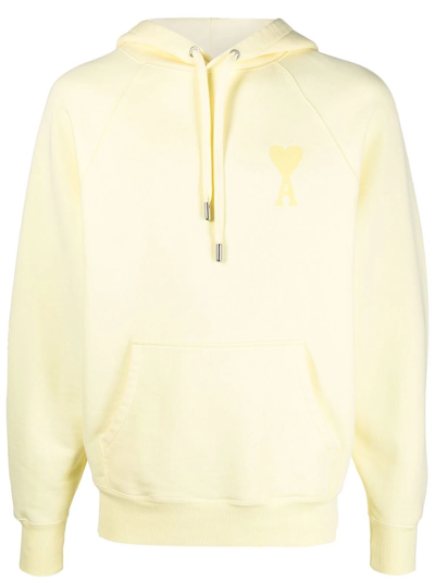 Ami Alexandre Mattiussi Ami De Coeur Hoodie In Yellow