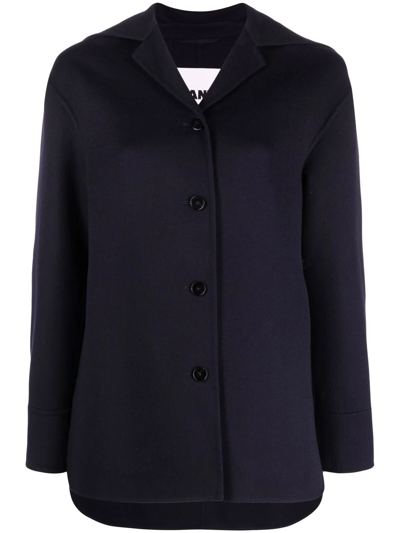 Jil Sander Sailor-collar Button-front Blazer In Blue