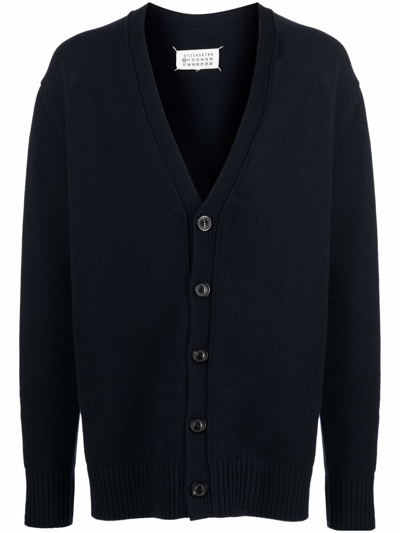 Maison Margiela Fine-knit Cashmere Cardigan In Blue