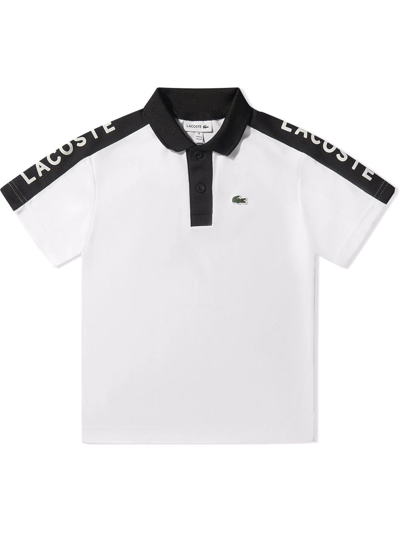 Lacoste Kids' Logo-stripe Short-sleeve Polo Shirt In White