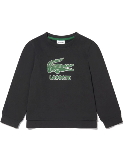 Lacoste Teen Logo-print Cotton Sweatshirt In Black