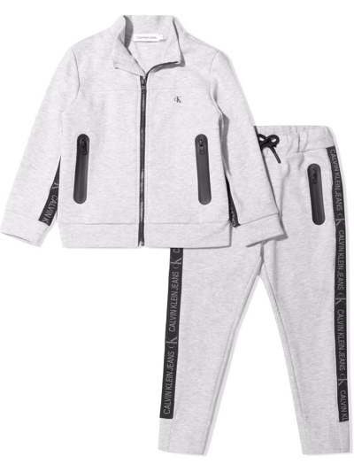 Calvin Klein Jeans Est.1978 Teen Logo-tape Tracksuit Set In Grey