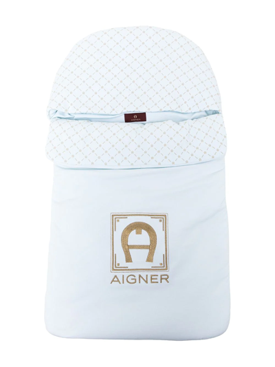 Aigner Embroidered Logo Sleep Bag In Blue