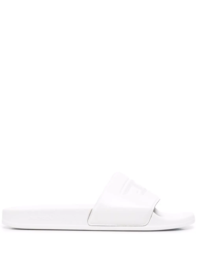 Diesel Debossed-logo Slides In White