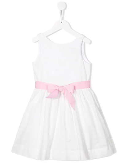 Ralph Lauren Kids' Bow-detail Dress (5-7 Years) In White