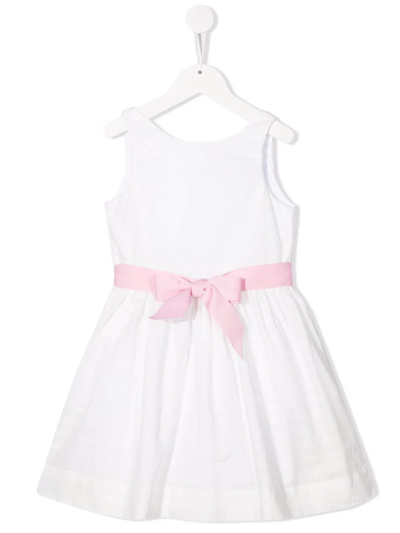 Polo Ralph Lauren Kids' Belted A-line Dress In White