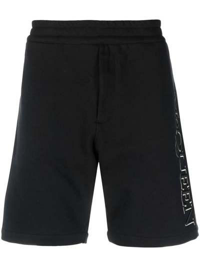 Alexander Mcqueen Logo-print Bermuda Shorts In Black