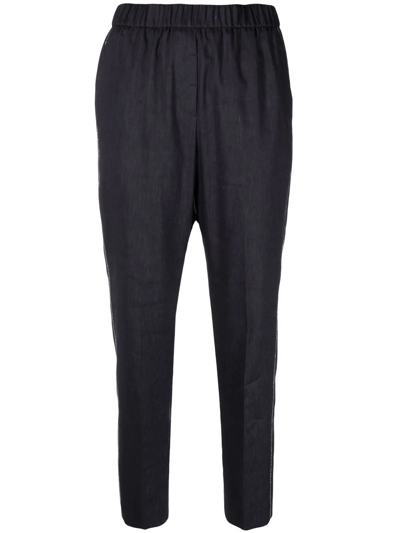 Peserico Cropped Straight-leg Trousers In Blue