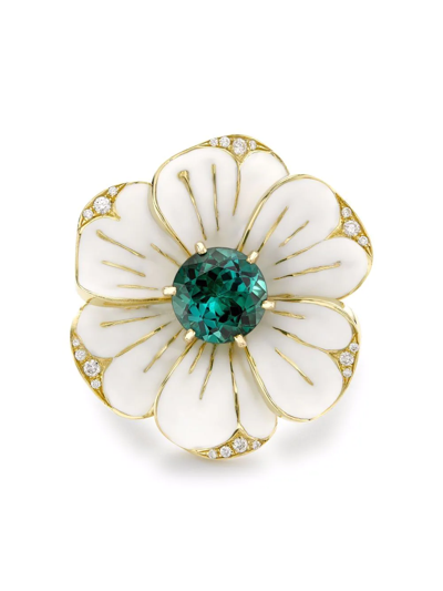 Pragnell 18kt Yellow Gold Wildflower Indicolite And Tourmaline Cocktail Ring