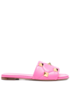 Valentino Garavani Roman Stud 5mm Flat Slide Sandals In Fuchsia/pink