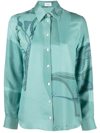 Ferragamo Graphic-print Silk Shirt In Green
