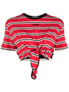 Msgm Stripe-print T-shirt In Red