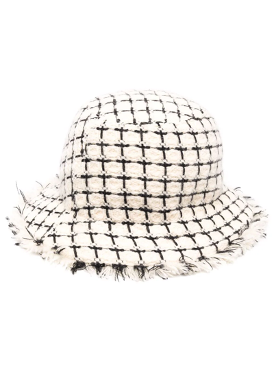 Pre-owned Chanel 2019 Tweed Bucket Hat In White