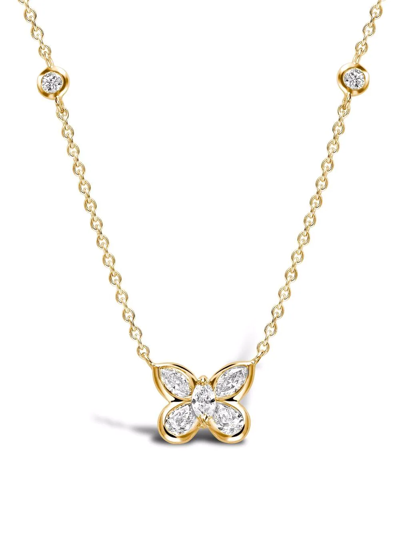 Pragnell 18kt Yellow Gold Butterfly Diamond Pendant Necklace