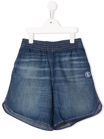 Château Lafleur-gazin Kids' Embroidered Logo Denim Shorts In Blue